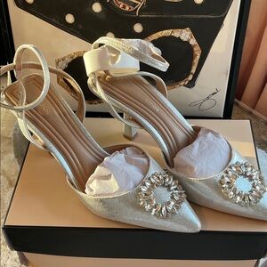 Glamorous Silver Heels with Crystal Accents